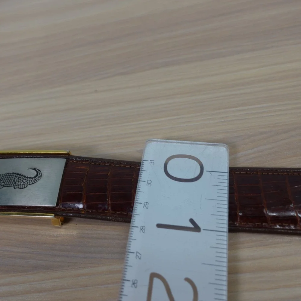 Genuine Crocodile Leather Belt 40 LARGE Brown Hornback Alligator PREMIER IMAGE